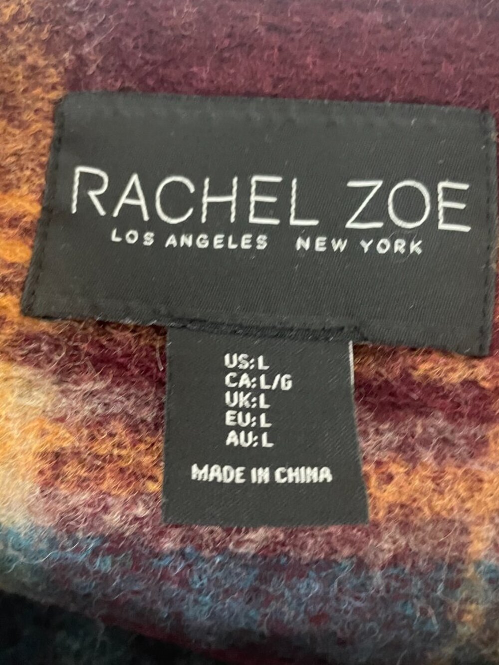 Rachel Zoe Wool Blend Coat Size Large Plaid, lightweight, pockets - Picture 4 of 10